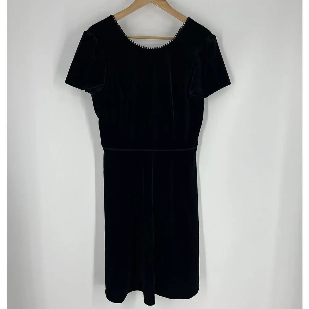 Draper James Dress Size 10 Womens Black Puff Sleeve Velvet Whimsigoth Twirl